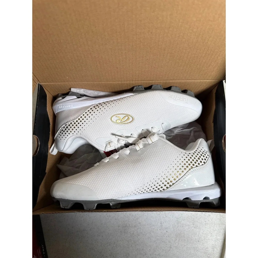 Rawlings Women's Division Low Softball Cleats - White/Gold, Size 7